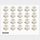 Sticker Rond Baby shower Floral animal forestier (Feuille)