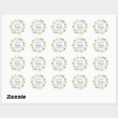 Sticker Rond baby shower floral aquarelle (Feuille)