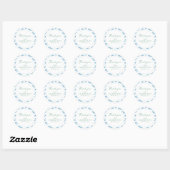 Sticker Rond Baby shower Floral Bleu (Feuille)
