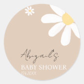 Sticker Rond Baby shower Floral Boho Daisy (Devant)