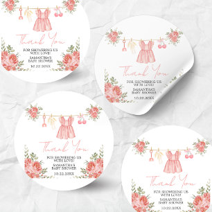Sticker Rond Baby shower Floral Boho Rose