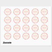 Sticker Rond Baby shower Floral Boho rose orange rétro (Feuille)