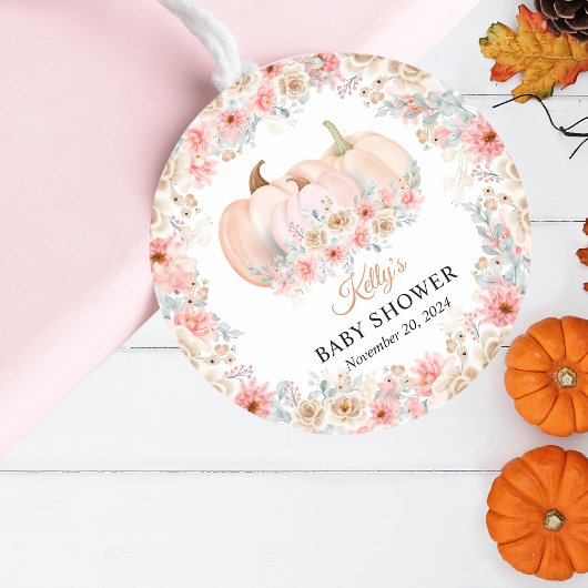 Sticker Rond Baby shower Floral Citrouille doux