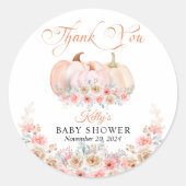 Sticker Rond Baby shower Floral Citrouille doux (Devant)