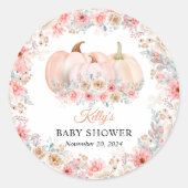 Sticker Rond Baby shower Floral Citrouille doux (Devant)