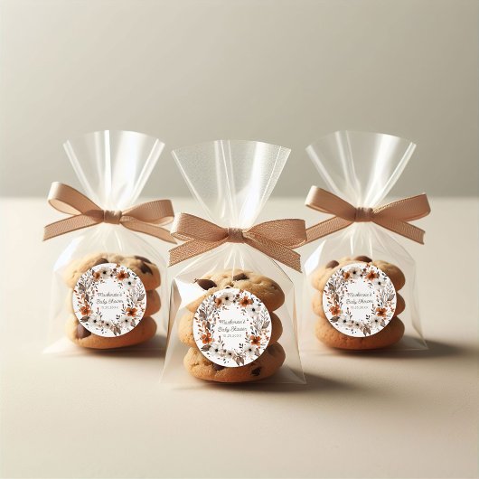 Sticker Rond Baby shower floral d'automne