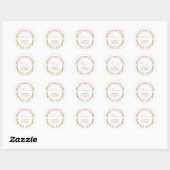 Sticker Rond Baby shower Floral de Bow rose (Feuille)