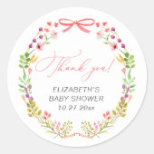 Sticker Rond Baby shower Floral de Bow rose (Devant)
