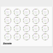 Sticker Rond Baby shower floral de printemps pourpre (Feuille)