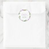 Sticker Rond Baby shower floral de printemps pourpre (Sac)