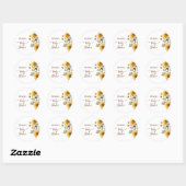 Sticker Rond Baby shower floral de Sunflower Elegant Boho (Feuille)