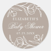 Sticker Rond Baby shower floral esquissé (Devant)