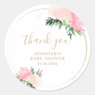 Sticker Rond Baby shower Floral Gold