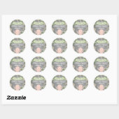 Sticker Rond Baby shower Floral mignon (Feuille)