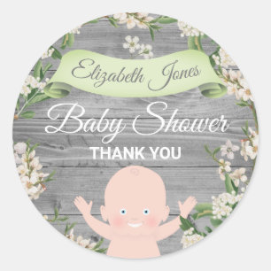 Sticker Rond Baby shower Floral mignon