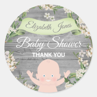 Sticker Rond Baby shower Floral mignon