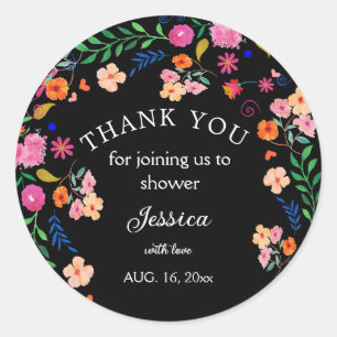 Sticker rond baby shower Floral Party mexicain