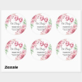 Sticker Rond Baby shower Floral Pink Bow (Feuille)