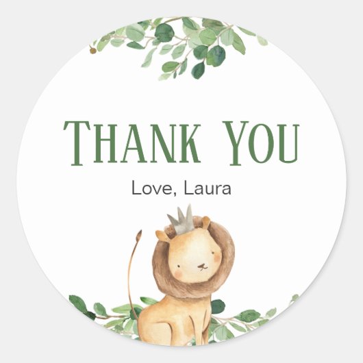 Sticker Rond Baby shower Floral Prince Lion (Devant)