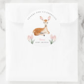 Sticker Rond Baby shower Floral rose cerf mignon (Sac)