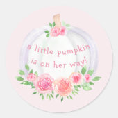 Sticker Rond Baby shower floral rose citrouille (Devant)