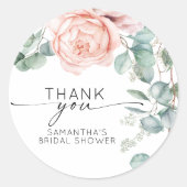 Sticker Rond Baby Shower Floral Rose Foncé (Devant)