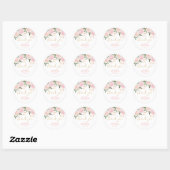 Sticker Rond Baby shower Floral rose or (Feuille)