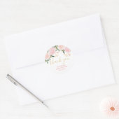 Sticker Rond Baby shower Floral rose or (Enveloppe)
