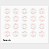 Sticker Rond Baby shower Floral rose or vert rose (Feuille)