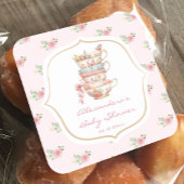 Sticker Rond Baby shower Floral Rose Tea Party