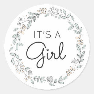 Sticker Rond Baby shower floral sensible
