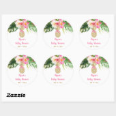 Sticker Rond Baby shower floral tropical à ananas (Feuille)