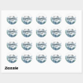 Sticker Rond Baby shower Forest Adventure Mountains (Feuille)