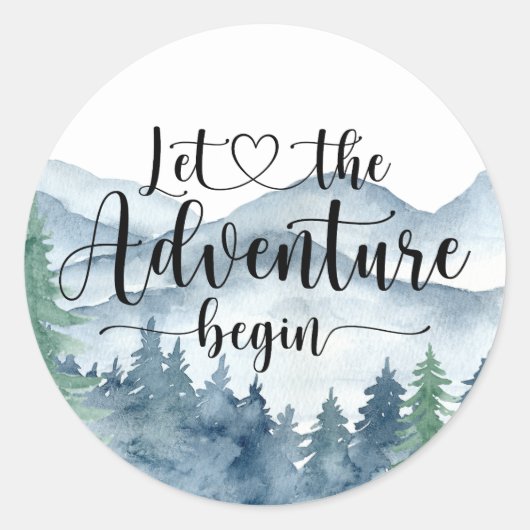 Sticker Rond Baby shower Forest Adventure Mountains (Devant)
