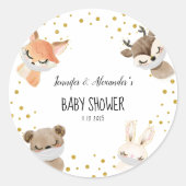 Sticker Rond Baby shower forestier (Devant)