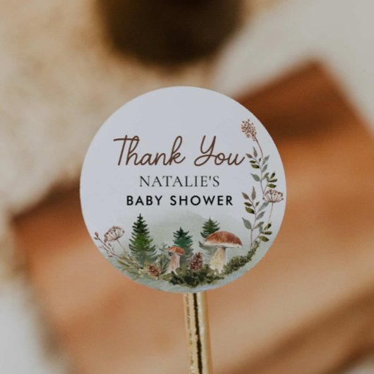 Sticker Rond Baby shower forestier de bois Favoriser