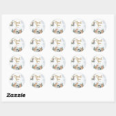 Sticker Rond Baby shower forestier d'hiver (Feuille)