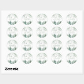 Sticker Rond baby shower forestier d'hiver Merci (Feuille)