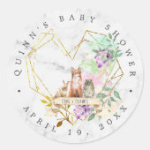 Sticker Rond Baby shower forestier élégant Favoriser (Devant)