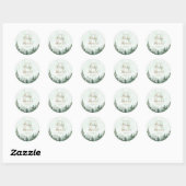Sticker Rond Baby shower forestier rustique de pins (Feuille)