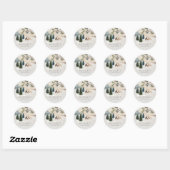 Sticker Rond Baby shower forestier rustique d'hiver (Feuille)