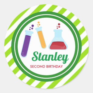 Sticker Rond Baby shower fou d'anniversaire de la Science
