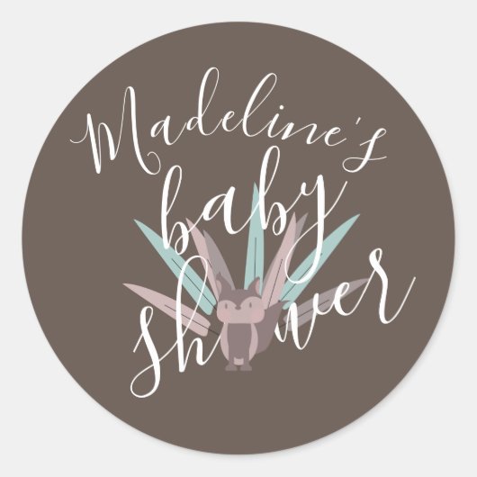 Sticker Rond Baby shower Fox Plumes de Bohême (Devant)