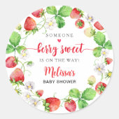 Sticker Rond Baby Shower Fraise (Devant)
