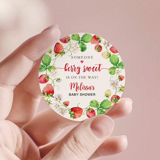 Sticker Rond Baby Shower Fraise