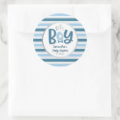 Sticker rond Baby shower garçon (Sac)
