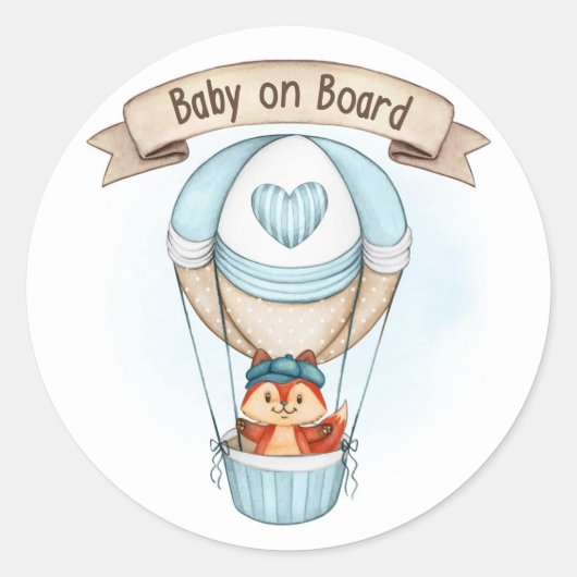 Sticker Rond Baby shower garçon bleu (Devant)