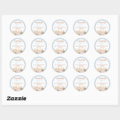 Sticker rond Baby shower Garçon Blue Pampas (Feuille)