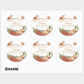 Sticker rond Baby shower garçon | Boho Sud-Ouest (Feuille)