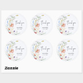 Sticker Rond Baby shower garçon fleur sauvage bleu (Feuille)